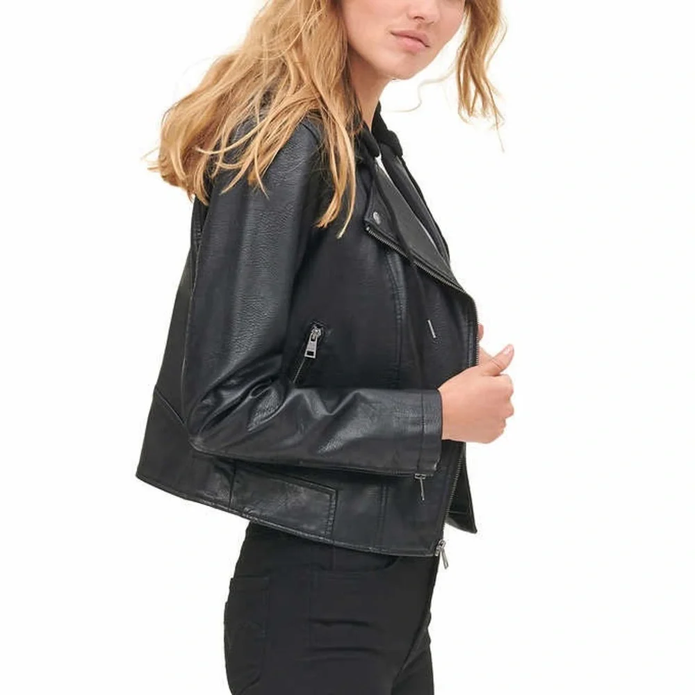 Levi's Womens' Faux Leather Moto Hooded Jacket - Picture 2 of 4